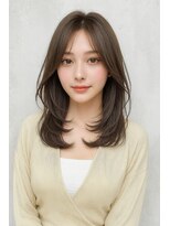 ウルヘアー 緑地公園(ulu hair)&nbsp;セミロングレイヤーカットストレートロングウルフカットベージュ