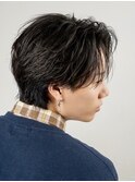 韓国ヘアニュアンスコンマバングセンターパートフェザーパーマ