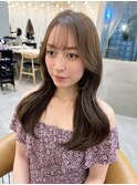ラテグレージュ顔周りレイヤーボブ韓国巻き結べるレイヤーカット