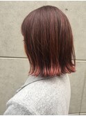 【Lopiolu 島田】切りっぱなしボブ レッドオレンジ透け感ボブ2
