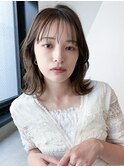 ロブレイヤー_グレーベージュレイヤーロング前髪パーマ_49516