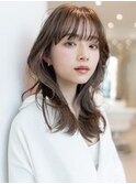 大人かわいい前髪セシルカットココアブラウンフリンジウェーブ