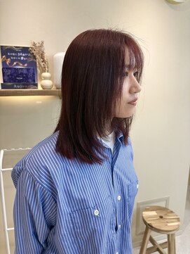 シアエミュー 新越谷店(SHEER emu) レッドカラー/レイヤーカット