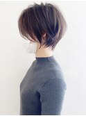 大人可愛い前髪ありひし形耳掛けマッシュショートボブ30代40代