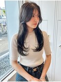韓国ヘア×オリーブグレー