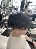 メンズパーマツイスパ波巻きスパイラルマッシュセンターパート