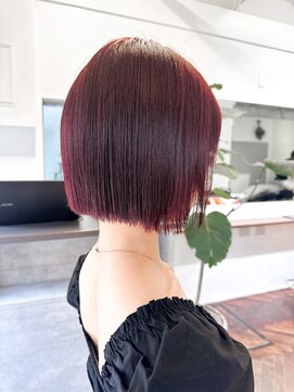 ラレイ ハラジュク(Lalei harajuku) 【白石】ブリーチなし赤髪ワインレッドボブ原宿艶カラー