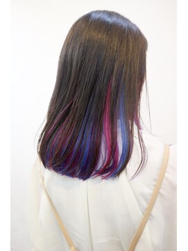 リンダ(LINDA) 【LINDA   野崎絢】ロングインナーカラーアメジスト×ブルー