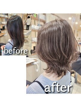 アッシュ 清瀬店(Ash) 白髪ぼかしミディアムウルフレイヤー