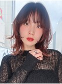 シースルーバングエアリーカールボブウルフ