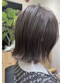 "ダークグレージュx切りっぱなしボブ"