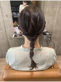 編み込みローポニーアレンジ結婚式二次会20代30代