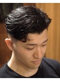 スリックバック　オールバックパーマ　フェード　ビジネスマン
