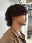 大人男子マッシュウルフ波巻きパーマツイストスパイラルパーマ