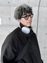 メンズレコ 渋谷(MEN'S LECO)&nbsp;ブルーブラックフェザーパーマ刈り上げセンターパート