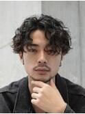 メンズウルフカット縦落ちパーマツイストスパイラルパーマ渋谷