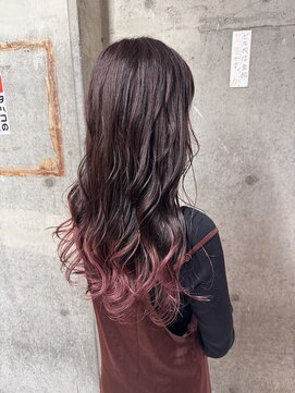 アジリ(agili) 裾カラー/エンドカラー/ピンクベージュ/巻き髪/ピンクブラウン