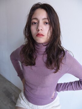 デザインパーマ/ダークブラウン/コスメパーマ/セミロング