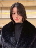 アッシュブラウン大人美人レイヤーボブカット20代30代40代