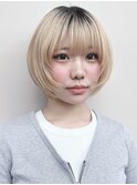 ＊姫カット小顔ボブ美人ショートボブハイトーンショートマッシュ