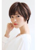 ★イメチェンマロンベージュ前髪小顔カット耳かけ丸みショート