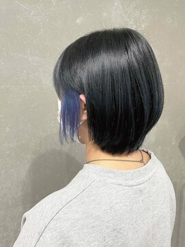 フィー 東川口店(fee) デザインカラー/イヤリングカラー/ブルージュ/黒髪/ショートヘア