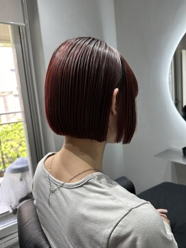 エトラ 渋谷店(etora) 切りっぱなしボブ　チェリーピンク　ボルドー　カシスカラー