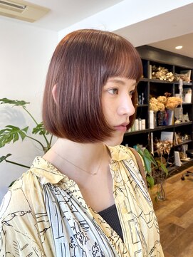 シアン ヘア デザイン(cyan hair design) 【cyan】重めボブ × 夏を感じるピンクブラウン