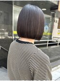 前下がりボブ 黒髪ボブ髪質改善ストレート縮毛矯正 切りっぱなし