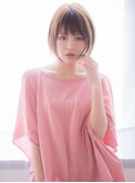 【aRietta/銀座】 大人かわいいベージュカラー耳かけボブ