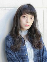 ルティア(Lutia) ダークグレージュ コテ巻き風パーマ オン眉★★