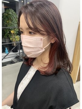 ヘアー アイス 御器所本店(HAIR ICI) イヤリングカラーピンク×ピンクブラウン