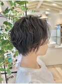 【THEOSCAR印南】ウェーブパーマショート×アッシュグレージュ