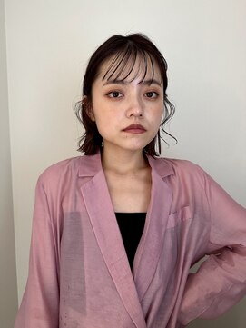 ユイル(Uil) 似合わせ小顔ミディアム× 暖色カラー デザイン カラー