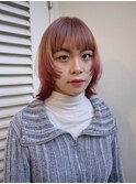 ピンクとワインレッドのハイトーンデザインカラー