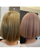 オリノ(olino)&nbsp;他店修正で叶えるピンクベージュボブ