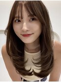 顔周りレイヤーカットロングレイヤーボブ韓国ヘアハッシュカット