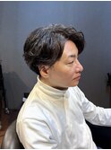 ビジネスツーブロックショート ニュアンスパーマ かき上げバング