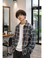 MEN's Baguz MEN'Sカット/ MEN'Sパーマ/ MEN'Sカラー チェックシャツに似合う無造作スパイラルマッシュメンズヘア