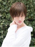 20代30代大人かわいい/斜めバング/グレージュカラー/小顔/前髪