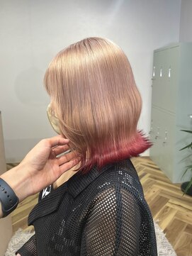ラニヘアサロン(lani hair salon) 【裾カラー】ミルクティー×ピンクレッド