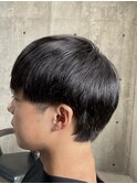 フェザーパーマ/グレーブルーカラー/刈り上げショートパンク