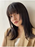 美髪 ブルーブラック 艶カラー 伸ばしかけヘア 顔まわりレイヤー