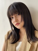 ガーデン 銀座(GARDEN)&nbsp;美髪 ブルーブラック 艶カラー 伸ばしかけヘア 顔まわりレイヤー