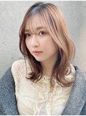 美髪合わせミディアムカット グレージュカラー大人かわいい