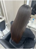  顔周りレイヤー韓国×ロング×柔らかグレー