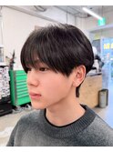 シースルーマッシュメンズヘア刈り上げなしダウンパーマ