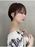 クールショート/ピンクベージュ/カーテンバング/顔周りカット