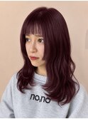 姫カット ボルドーカラー