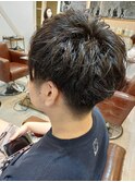 前下がりメンズショート